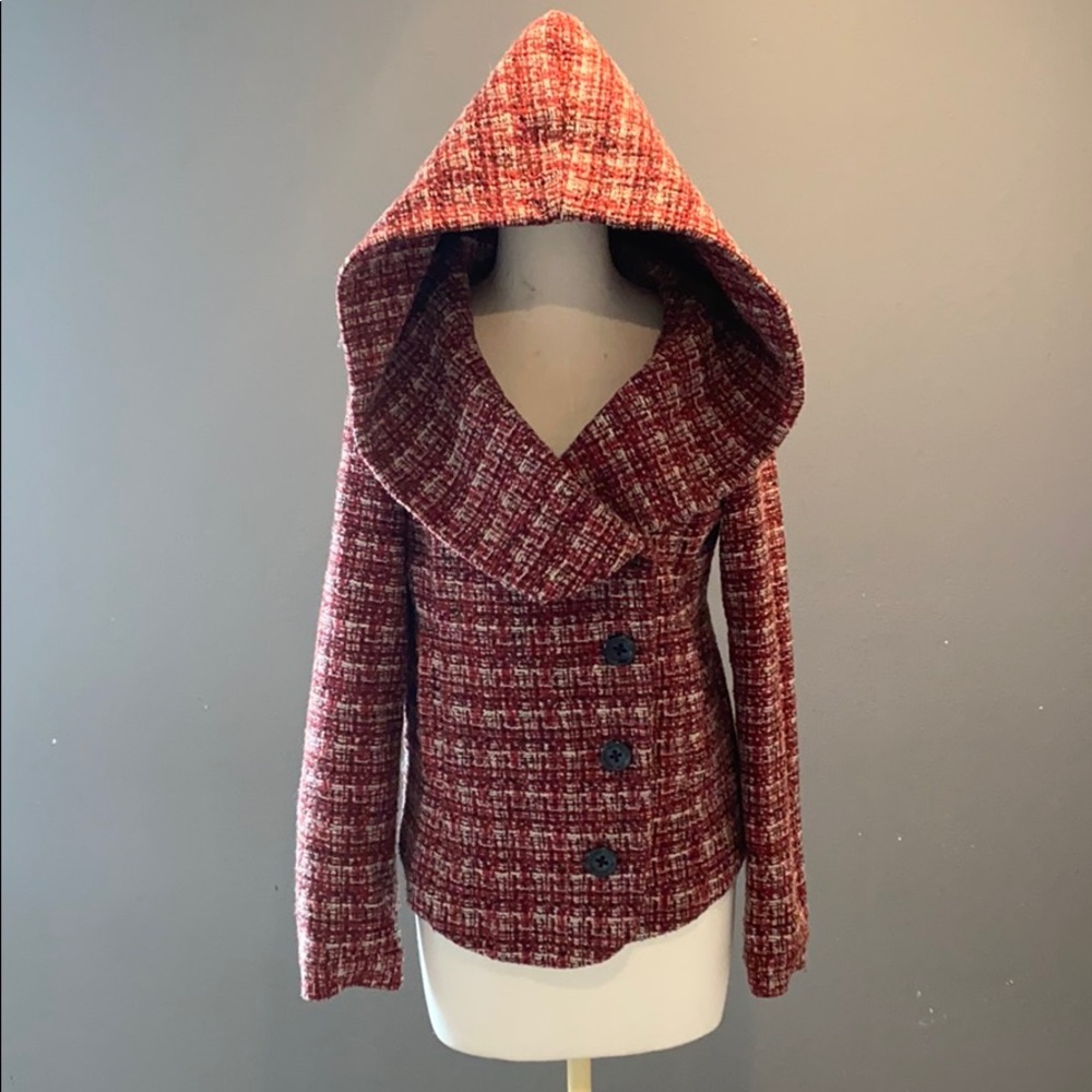 Urban Outfitters Red & White Wool Coat